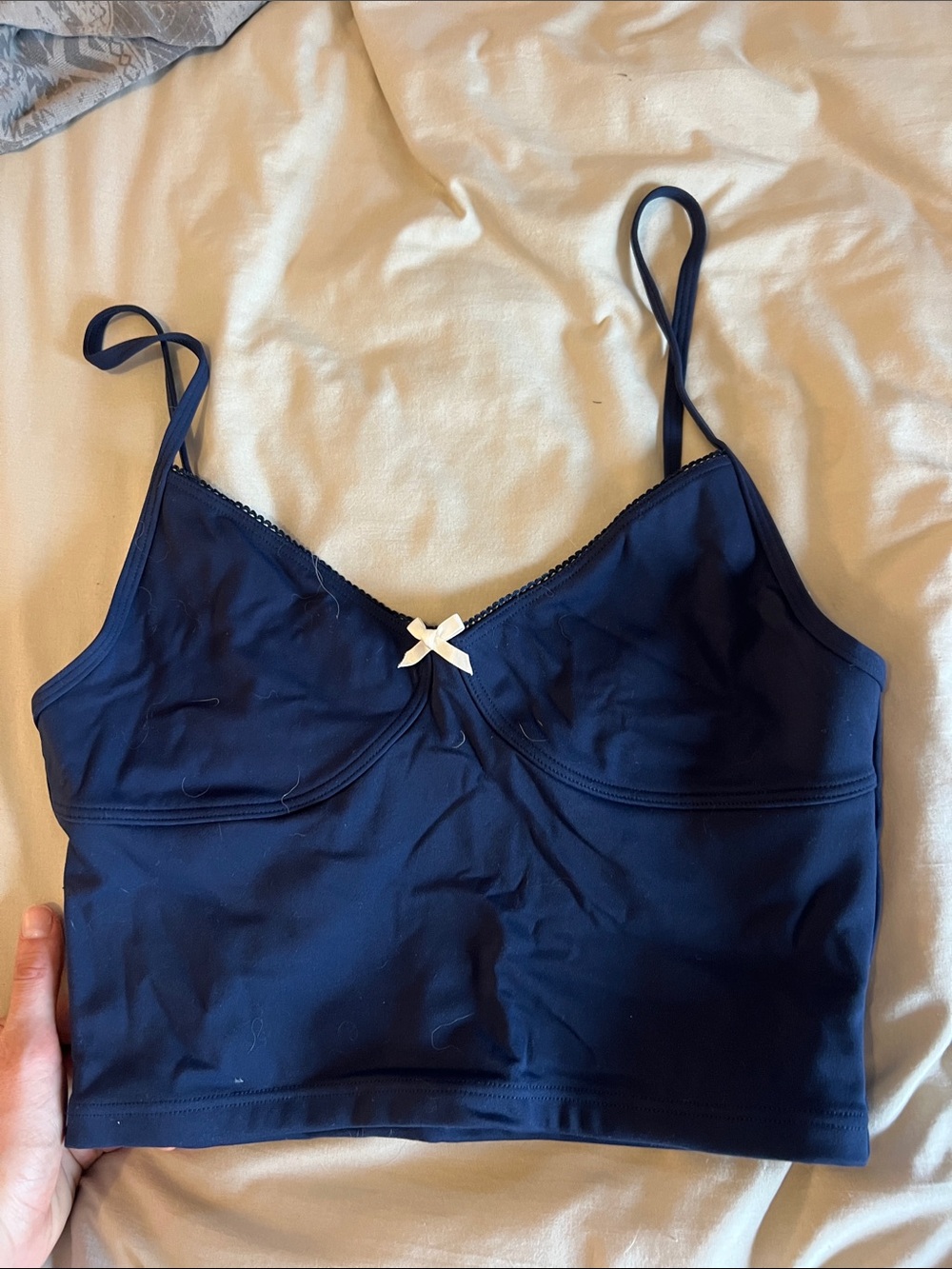 SET Active Navy Longline Bandeau Bralette with Bow Accent